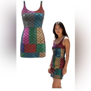 Alicia Zenobia Y2K Patchwork Bodycon Mini Dress L